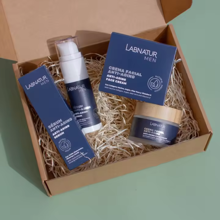 Pack Cuidado Facial Anti‑Edad Hombre Labnatur Men – Sérum Facial 30 ml con Ácido Hialurónico y Crema Facial 50 ml con Colágeno Marino | Hidratación Profunda, Reafirmante, Antioxidante, Natural, Vegano, Ideal para Regalo y Todo Tipo de Piel - 1