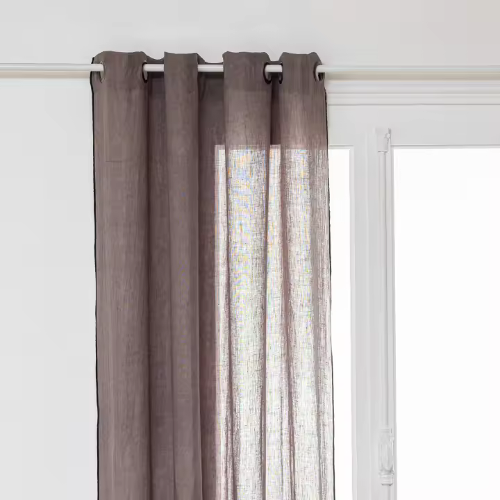 Cortina de Lino Gris 130x260 cm con ollados - 1