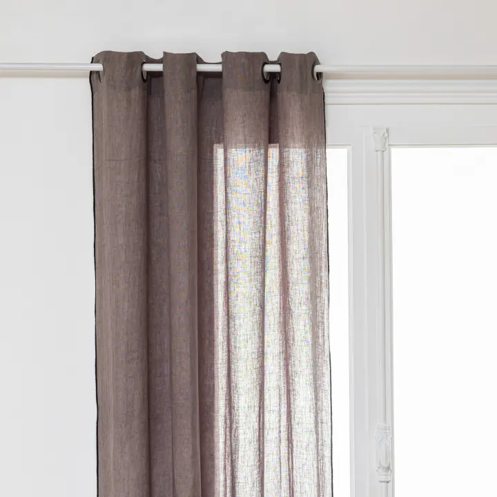 Cortina de Lino Gris 130x260 cm con ollados - 1