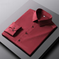 Camisa Larga Para Hombre Casual Y Moda Color Sólido No Hierro Y Resistente a Arrugas Top De Negocios Estilo Turn-down Collar - details 12