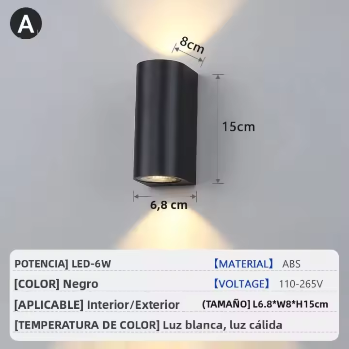 Lámpara De Pared LED Impermeable Para Exterior Y Interior IP65 Iluminación Superior E Inferior Para Porche Jardín Dormitorio Decoración De Hogar Luz De Pared - 1