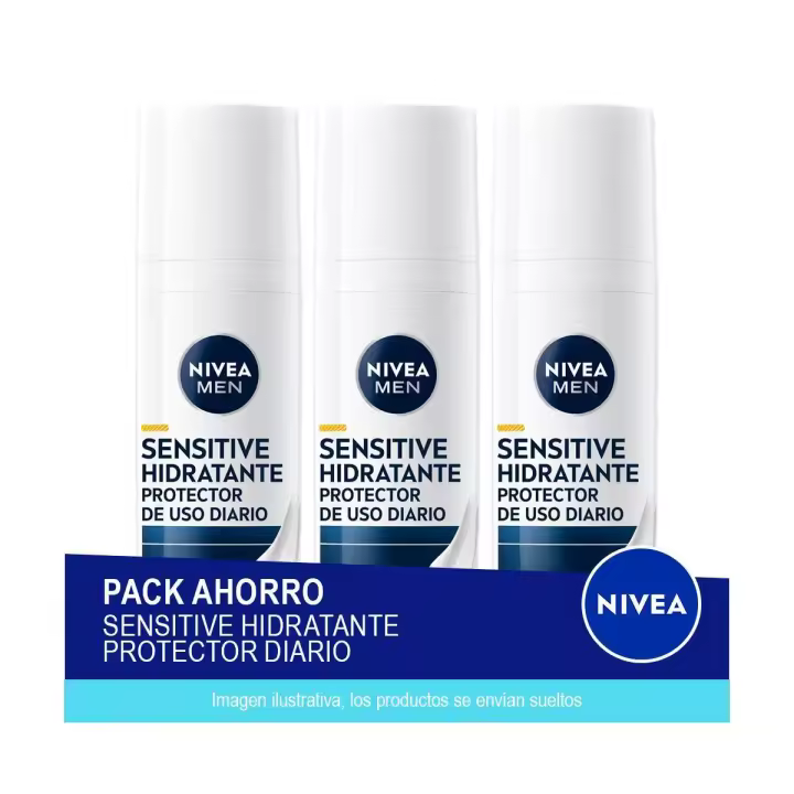 NIVEA MEN Sensitive Crema Hidratante Protector SPF30 50ml - Pack ahorro de 3 unidades - 1