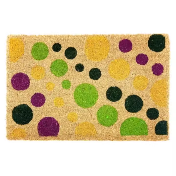 COSHANO Felpudo Alfombra Fibra de Coco Natural con Reverso PVC Antideslizante para Exterior e Interior 40x60cm (Circulos) - 1
