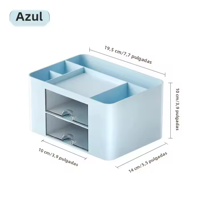 Organizador De Bolígrafos Con 2 Cajones Multifuncional Para Escritorio Caja De Almacenamiento Para Escritorio Suministros De Oficina Mesa De Vestíbulo - 1