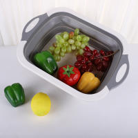 3 in 1 Camping Salad Bowl Portable Cutting Board Chopping Board Kitchen Board Foldable Drain Basket Sink Bowl Picnic Basket Storage Basket PP Plastic Sink for Hiking, Travel, Picnic - details 1