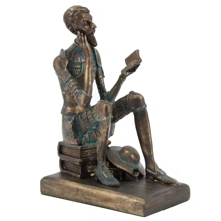 CAPRILO REGALOS & DECORACIÓN Figura Decorativa Multicolor de Resina "Don Quijote sentado Leyendo". Adornos y Esculturas. Decoración Hogar. Regalos Originales. 17 x 10 x 24 cm. - 1