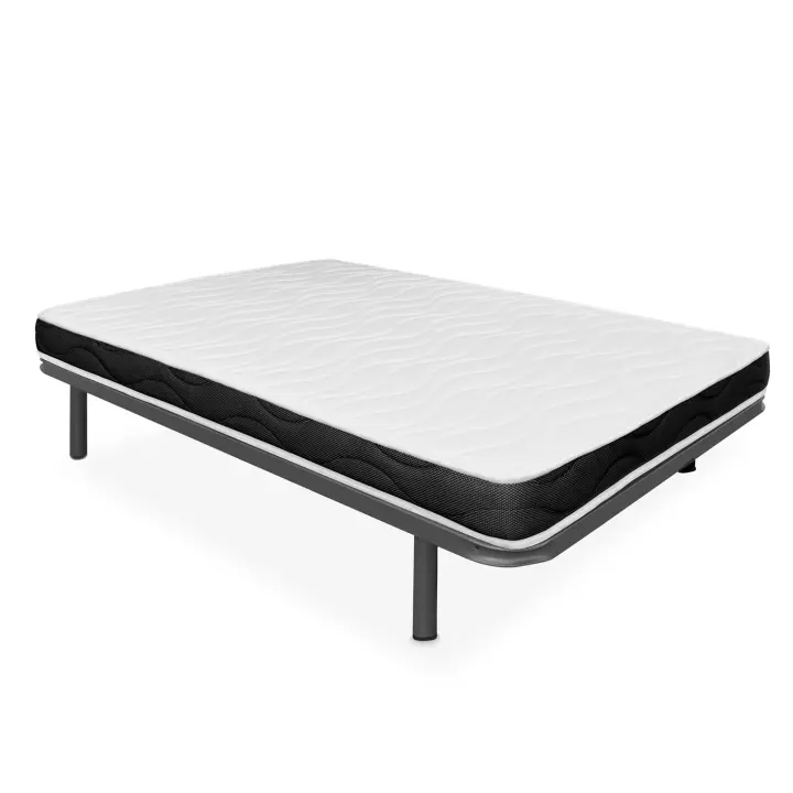 Pack somier laminas reforzadas con Colchón viscoelástico Fresh - Altura 13cm - Fabricado en España - Somnia Descanso [Envío y subida a domicilio incluido] - 1