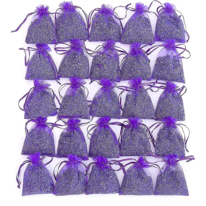 Bolsa de 25 bolsitas de flores de lavanda secas para cajones y armarios. - 1