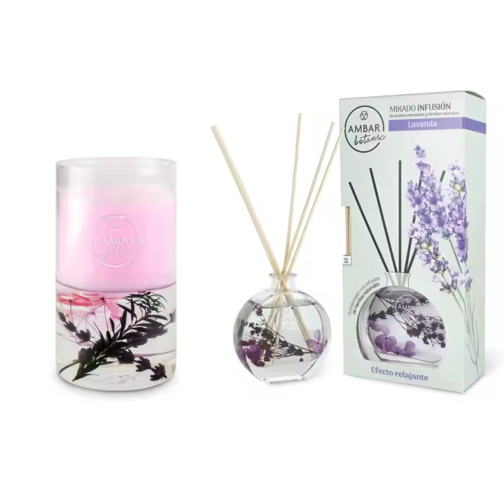 Lote Relax Mikado: Vela Decorativa Lavanda Ambar Botanic + Ambientador Mikado 75 ml - 1