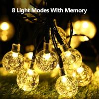 Luces De Cadena Solar LED Para Exteriores 60 Leds Impermeables Con 8 Modos Luces De Globos De Cristal Para Jardín Decoración De Árbol Fiesta Patio - details 2