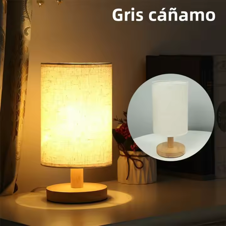 Lámpara Decorativa De Madera Sólida Con Telas LED USB 5V Luz Nocturna Ahorradora De Energía Para Lectura En La Mesa De Estudio De La Habitación - 1