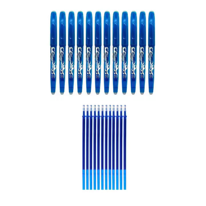 RHardware de tinta azul 12 bolígrafos borrable de 0,7mm y 12 recambio de gel de bolígrafos - 1