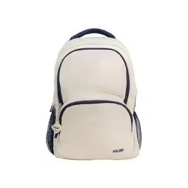 Milan Mochila Escolar 4 Cremalleras Serie 1918 Beige PERGAMINO - Amplio Espacio de Almacenamiento - 1