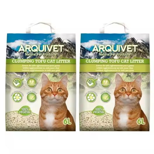 Pack de 2 - Arquivet Arena de Tofu para Gatos 6 L - Aglomerante y Absorbente - 1