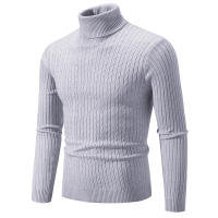 (Mejor) Hombres suéter de cuello alto Color sólido Lana Casual Invierno Chaqueta caliente Deporte suéter de cuello alto - details 6