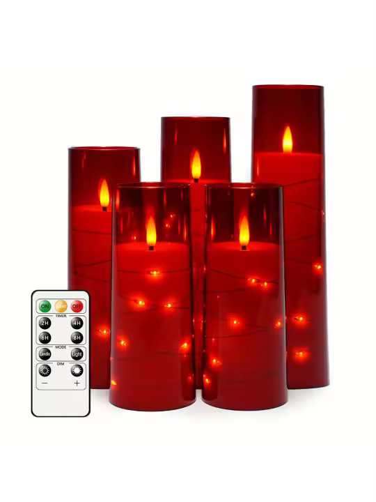 Vela LED De Acrílico Roja Para Decoración De Navidad Y Restaurantes Occidentales Cadena De Luces Electrónicas Con Copa De Cera - 1