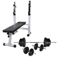 vidaXL Banco Soporte Barras Mancuernas 60,5 kg Musculación Pesas Entrenamiento - details 0