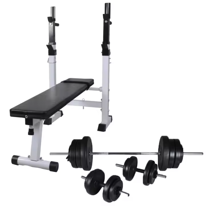 vidaXL Banco Soporte Barras Mancuernas 60,5 kg Musculación Pesas Entrenamiento - 1