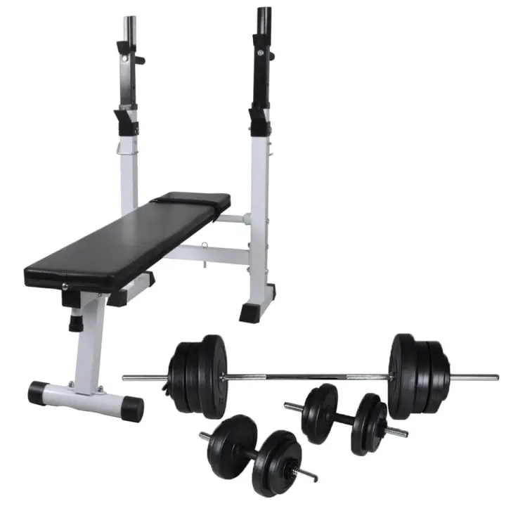 vidaXL Banco Soporte Barras Mancuernas 60,5 kg Musculación Pesas Entrenamiento - 1