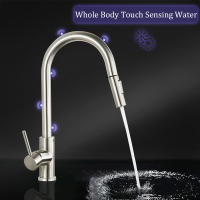 Grifo De Cocina Inteligente Con Sensor Y Pantufla Moverse 360° Monohandle Toque Brushed Doble Modo Agua Grifo Mezclador Montado En La Mesa Cromado Contemporáneo - details 1