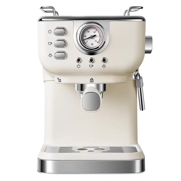 Máquina de café (BLANCO)Espresso de Maple inoxidable, vaporizador de leche, 2 en 1 Varita de vapor, 1050W, semiautomática, 20 Bar - 1