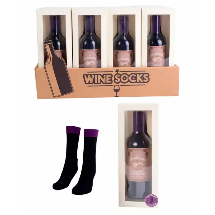 Expositor de 16 Pares de Calcetines en Forma de Botella de Vino en Caja Regalo - Originales Calcetines Detalles - Regalos y Recuerdos de Bodas, Boda, Comuniones, Cumpleaños, Navidades Hombres - Disok - 1