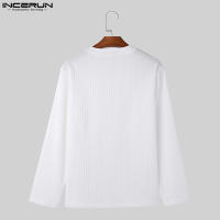 Camiseta De Hombre INCERUN Estilo Coreano 2024 Moda Casual Cuello V Pleated Suelto Manga Larga Cómoda Tallas S-5XL - details 7