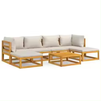 VIDAXL 3155297 set de sofás y reposapiés para jardín de 7 piezas fabricado en madera de acacia con cojines gris claro vida xl - 1