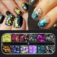 Polvo De Uñas Plateado Y Plateado Con Brillo 3D De 12 Celdas Decoración De Uñas Brillante Con Brillo Holográfico Accesorios Para Manicura - details 0