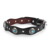 Collar De Cuero Genuino Retro Para Perros Grandes Con Patrón De Flores Y Cuentas Verdes Rojas Collar Básico Étnico Para Mascotas - details 2