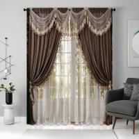 Conjunto De 2 Piezas Cortina Vintage Bordada En Color Marrón HD Para Decoración De Hogar Estilo Clásico Para Sala De Estar Y Dormitorio - details 9