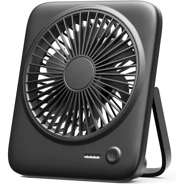 Ventilador de mesa pequeño silencioso - Ventilador de mesa - Mini ventilador - Ventilador de viaje portátil recargable personal - Ventilador - Batería de 4000 mAh y alimentación USB - Plegable - 4 velocidades - Para mesas de interior y exterior - 1