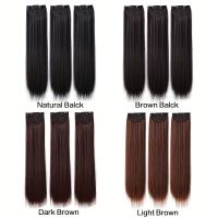 Extensiones De Cabello Sintético Clip in Natural Recto 20 Pulgadas 3 Piezas Negras Marrones Oscuros Para Mujeres Y Niñas - details 4
