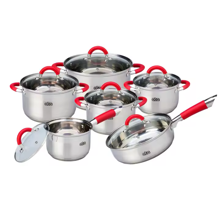 Bateria de cocina de 6 piezas Ota Line con sus tapaderas en acero inoxidable - 1