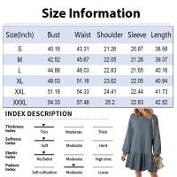 Vestido De Mujer Otoño Manga Larga Pullover Cuello Redondo Rib Knit Patchwork Suéter Cómodo Casual Mini Vestidos Estilo Vintage - details 8