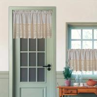 Cortina Corta De Punto Rustico En Algodón Y Lino Para Cocina Puerta Decorativa Vintage Con Espaciado Para Cafe Ventana Cortina - details 2