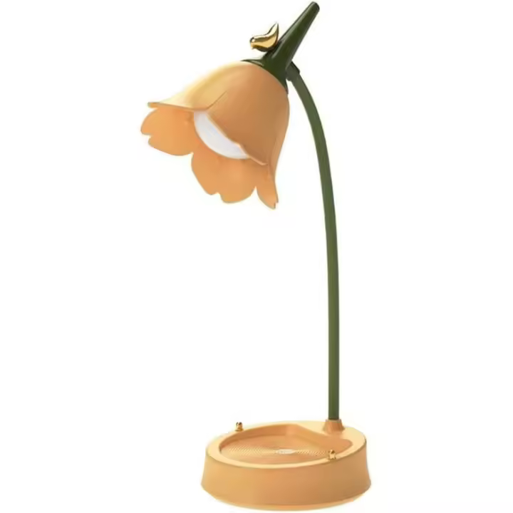 Lámpara de escritorio LED con forma de Flor, inalámbrica, ajustable, Con Cuello de CISne, regulable, tactilla, recargable, para dormitorio de Estudiantes (Amarilla) - 1