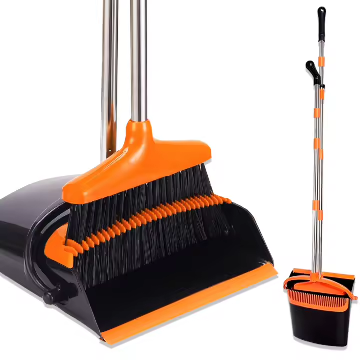 JUPPLIES Escoba y Recogedor Plegable de Mango Largo, Juego de Escoba Alta y Recogedora - Barredora Vertical y Recogedor de Interior para Barrido de Casa - 1