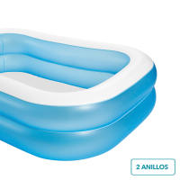 INTEX - Piscina hinchable azul infantil tipo familiar, para niños desde 3 años, 203x152x48cm, capacidad 540L. 2 cámaras de aire, doble válvula, con parche incluido. Verano, jardín, juego acuático, diversión segura, exterior, resistente, refrescante. - details 2