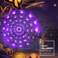 Decoración De Halloween Con Telas De Araña Luminosas 70 LED Colores Naranja Y Morado Para Exterior E Interior - details 0