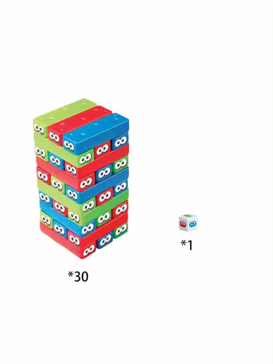 Juego De Torre De Madera Con Bloques De Construcción Plásticos Coloridos Juguete Educativo Para Niños Mayor De 3 Años - 1