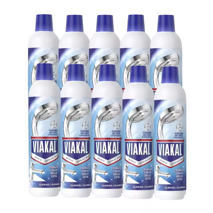 Viakal Clásico Líquido Para Incrustaciones De Cal Difíciles En El Baño Y La Cocina, Con Tecnología Antigoteo,  10 unidades de 750ml - 1