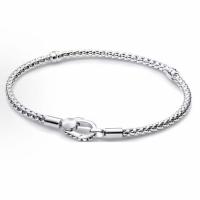 Pandora - Pulsera de mosquetón, cadena lisa, pulsera de plata de ley para mujer, regalo para ella, metal, sin piedra - details 0