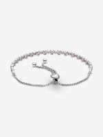 Pandora-Pulsera Deslizante con Brill rosa y transparente-Plata de ley - details 2