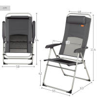 Aktive - Silla plegable, 48x63x114 cm, color gris, 6 posiciones, topes antideslizantes, cojín acolchado, respaldo alto, tejido poliéster de rejilla, peso soportado 110 kg, sillas de playa plegables, sillas plegables terraza, silla plegable jardín - details 3