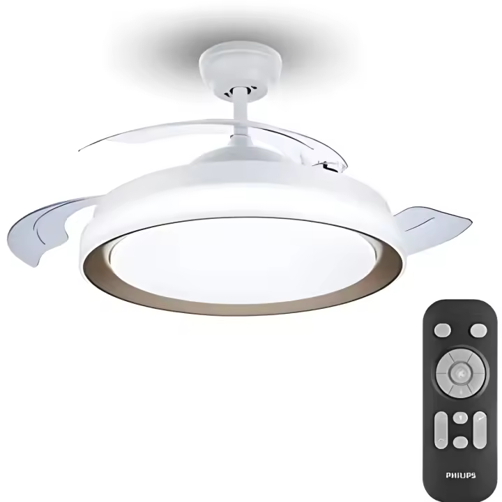 Ventilador techo de led modelo atlas dorado potencia: 28+35w aspas: ø106cm con mando a distancia philips - 1
