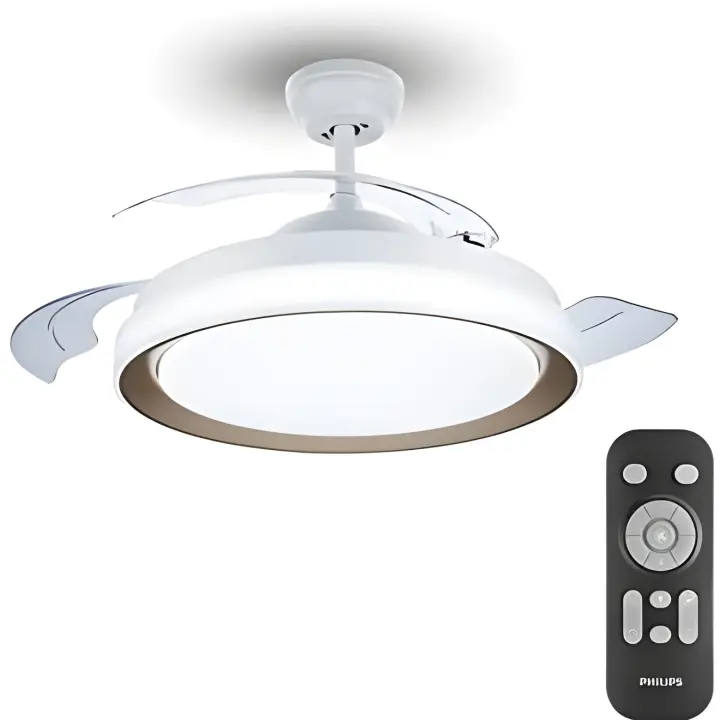Ventilador techo de led modelo atlas dorado potencia: 28+35w aspas: ø106cm con mando a distancia philips - 1