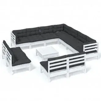 VIDAXL 3096870 set de muebles de jardín de madera maciza de pino color gris antracita 12 piezas - 1