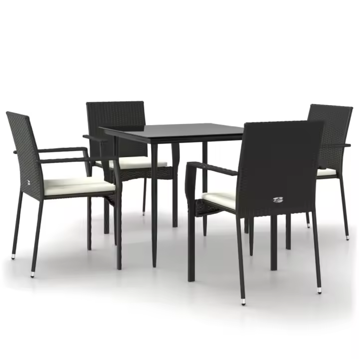 vidaXL Set de muebles jardín 5 pzas con cojines ratán sintético negro - 1