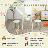 ZONEKIZ Juego de Mesa y 2 Sillas Infantiles Mesa con Sillas para Niños de 2-5 Años con Mesa en Forma de Flores Ø59x50 cm y Sillas Ø28x26 cm para Dormitorio Sala - details 6